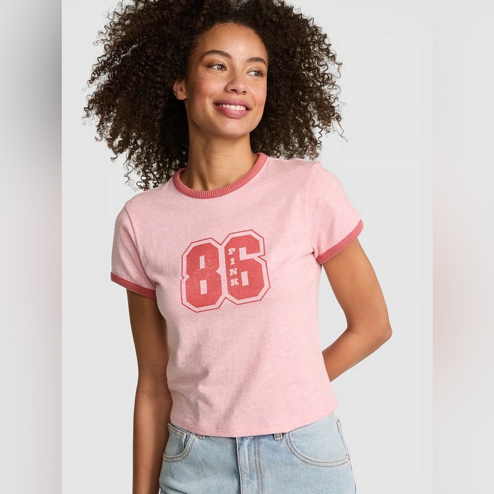 Victoria's Secret PINK Retro Cotton Tee Heather Bloom Size XL